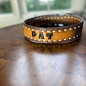 Vintage Tooled‎ Leather Western Belt “PAT” Laced Edge Floral Design 28